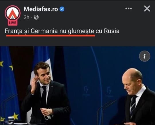 Mediafax: Franța și Germania nu glumește cu Rusia