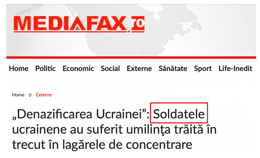 Mediafax: „Soldatele ucrainene au suferit…”